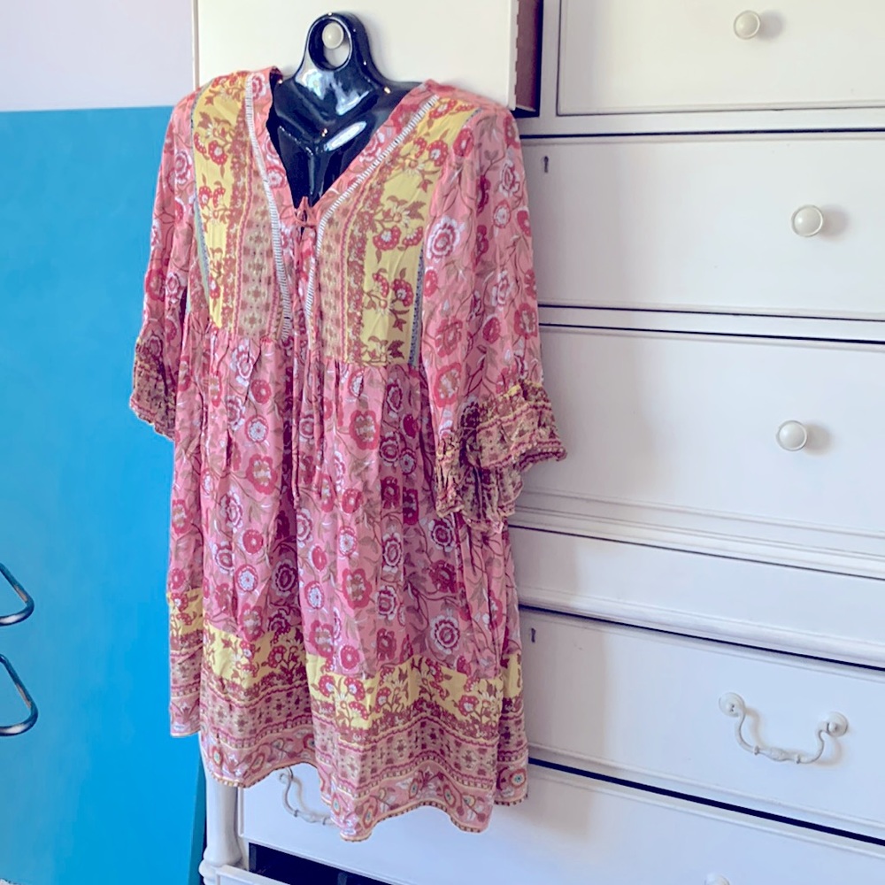 UMGEE BOHO RUFFLE SLEEVE BABYDOLL DRESS NEW WITH TAGS 1X. Bust 22/44 Length 34